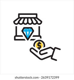 Vector multi color icon for pawn shop