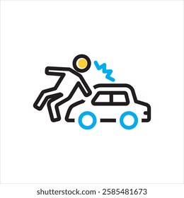 Vector multi color icon for pedestrian accident