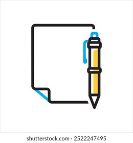 Vector multi color icon for pen and paper