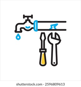 Vector multi color icon for plumbing equipment