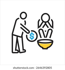 Vector multi color icon for poor
