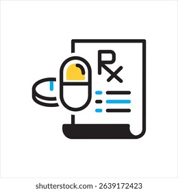 Vector multi color icon for prescribed medicines