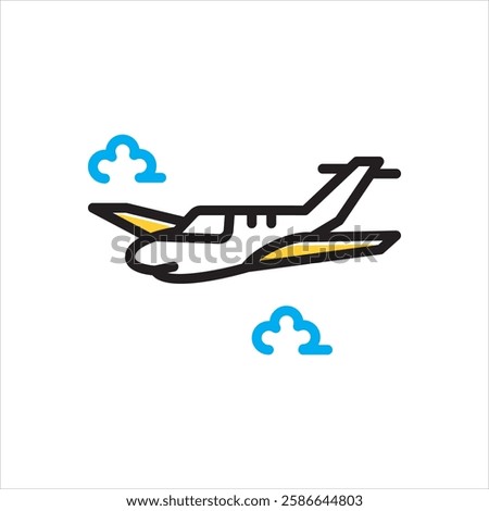 Vector multi color icon for private jet