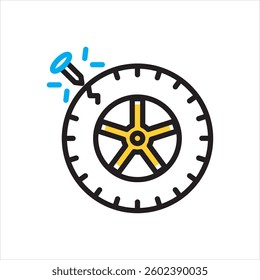 Vector multi color icon for puncture