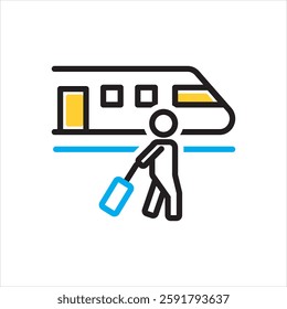 Vector multi color icon for railway passenger