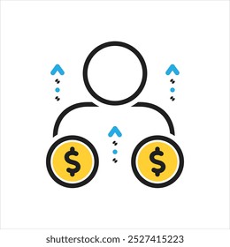 Vector multi color icon for raise salary