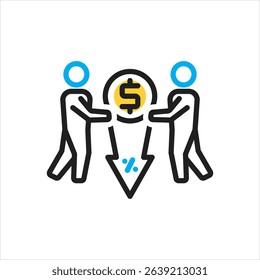 Vector multi color icon for reduce debtor