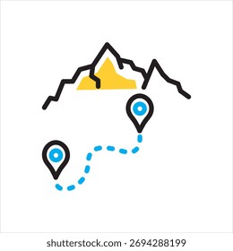 Vector multi color icon for route