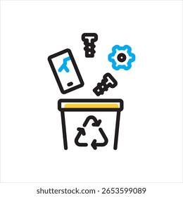 Icono multicolor del Vector para la gestión de la chatarra