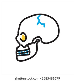 Vector multi color icon for skull fracture