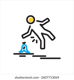 Vector multi color icon for slip and fall