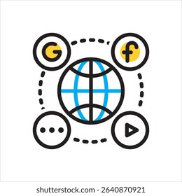 Vector multi color icon for social networks