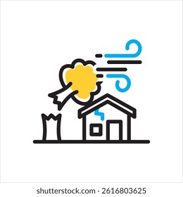 Vector multi color icon for storm damage