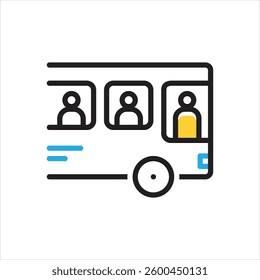 Vector multi color icon for student sitting in the bus