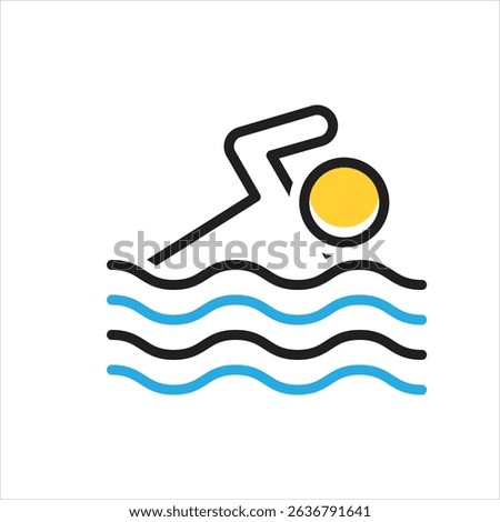 Vector multi color icon for swim