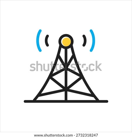 Vector multi color icon for tower antenna