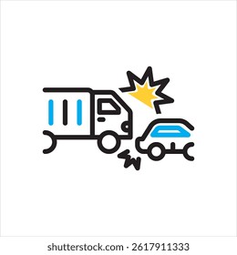 Vector multi color icon for truck accident