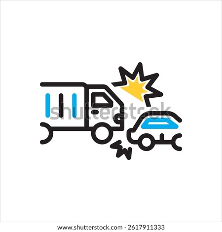 Vector multi color icon for truck accident