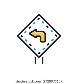 Vector multi color icon for turn left
