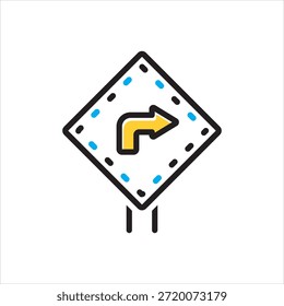 Vector multi color icon for turn right