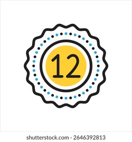 Vector multi color icon for twelve