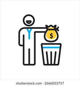 Vector multi color icon for wasteful