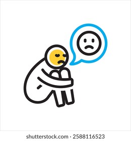 Vector multi color icon for Worried