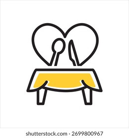 Vector multi color icons for dinner date