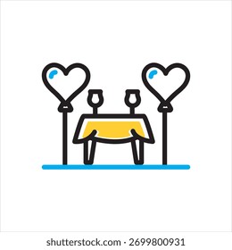 Vector multi color icons for romantic date