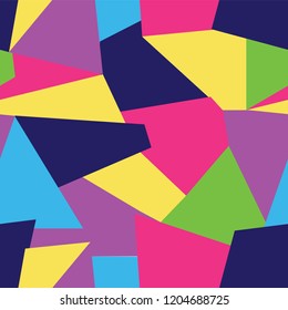 Vector Multi coloured seamless pattern background of free formgeomteric shapes.