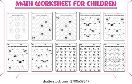 Vector multi math worksheet for child