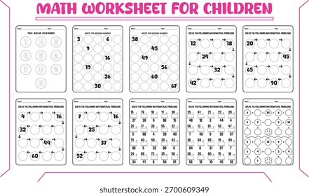 Vector multi math worksheet for child