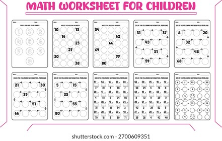 Vector multi math worksheet for child