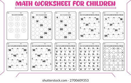 Vector multi math worksheet for child