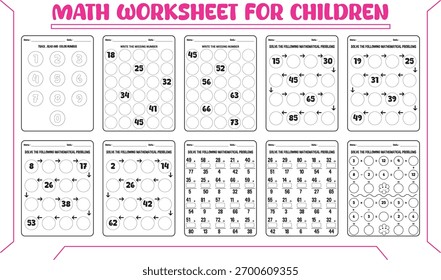 Vector multi math worksheet for child