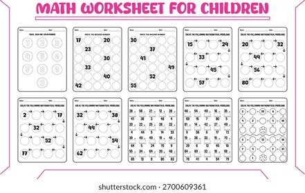 Vector multi math worksheet for child
