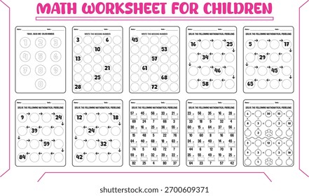 Vector multi math worksheet for child