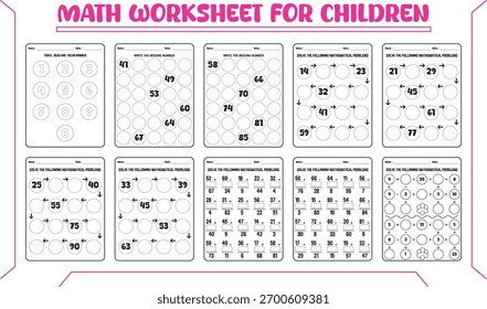 Vector multi math worksheet for child