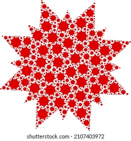 Vector multi pointed star icon composition. Multi pointed star collage is composed from random recursive multi pointed star pictograms. Fractal composition from multi pointed star icon.