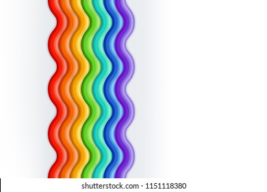 Vector multicolor 3d style illustration of rainbow. Plasticine or clay abstract striped background.