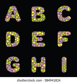 Vector multicolor alphabet of dots