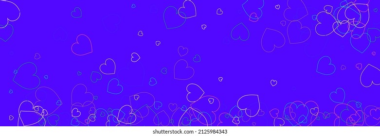 Vector Multi Farbe Confetti Neon Blue Modern Design. Liebe helle grüne Zierstoffe. Farbiges violettes, weißes, transparentes Drucken. Rosa Herz Party Regenbogen Violet Einfache Romantische Bild.
