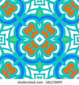 Vector multicolor ethnic pattern with Indian, Arabic and Turkish motifs. 