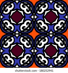 Vector multicolor ethnic pattern with Kazakh, Moroccan and Turkish motifs. Texture for web, print, wallpaper, home decor, fall summer fashion, website or oriental restaurant menu background
