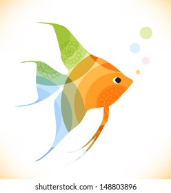 Vector multicolor fish. Isolated scalar. Beauty unusual element for gifts, cards, invitations