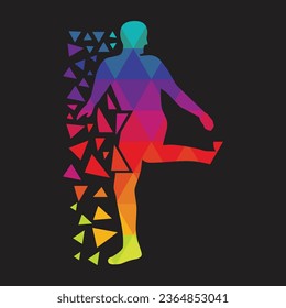 vector multicolor footballer silhouette set