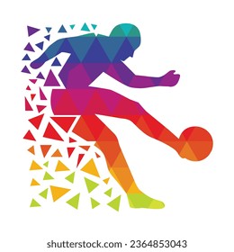vector multicolor footballer silhouette set