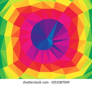 Vector, multicolor geometric background. Triangles, triangulation. Geometric mosaic, colored triangles, application in origami style. Abstract background for web