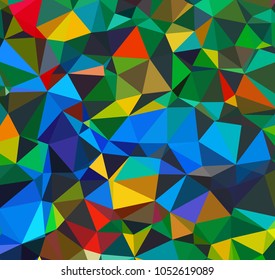 Vector, multicolor geometric background. Triangles, triangulation. Geometric mosaic, colored triangles, application in origami style. Abstract background for web. Abstract geometric triangle backgroun