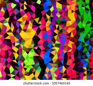 Vector, multicolor geometric background. Triangles, triangulation. Geometric mosaic, colored triangles, application in origami style. Abstract background for web. Abstract geometric triangle backgroun